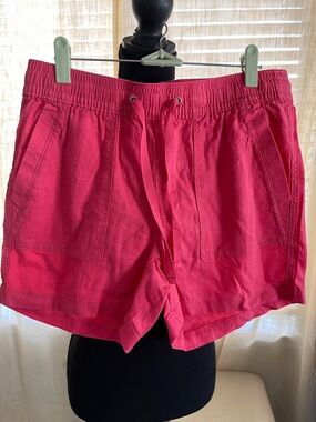 Nautica Hot Pink Drawstring Lightweight Linen Shorts